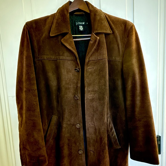 J CREW Men's Chocolate Suede Car Coat with Quilted Lining - Picture 6 of 10